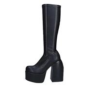 Womens Boots 2024 Clearance,Chunky Square Toe Heel Platform Knee High Wellies for Ladies Wide Calf Winter Solid Boots for Womens Leather Rain Waterproof Wellies Plus Size 3-7.5