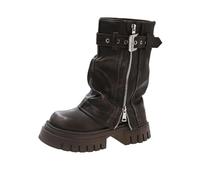 Women's Boots Autumn and Winter Retro British Style Knight Boots Round Head Thick Bottom Short Boots Casual Biker Boots Western Boots Brown