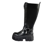 Buffalo GOSPHER BIKER HI Women’s Platform Black Vegan Nappa Knee-High Boots - Black 7