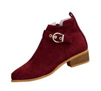 Women's Boots Chunky Heel Ankle Booties Shoes Spring Autumn Winter Roman Large Size Side Buckle Mid Heel Thick Heel Round Toe Retro Solid Color Ankle Boots