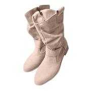 Womens Boots Clearance,Women Ankle Boots Today's Deals,Low Heel Zipper Boot Suede Cowboy Pointed Classic Half Boot Mid Tube Boot Comfortable Elegant Fall Winter Boots Non-slip Boots UK Size 2.5-7