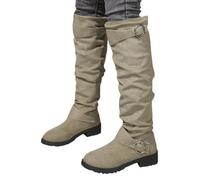 Women's Boots Fashion Knee High Wrinkle Detail Buckle Design Low Heel Slip On Stackable Boots Casual Outings Travel Dating Comfortable Women's Shoes