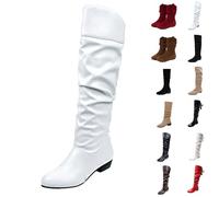 Womens Boots Knee High Boots for Women UK - Waterproof Combat Style Pull on, Platform Heel, Wide Fitting Comfortable for Walking Womens Shoes Size 5