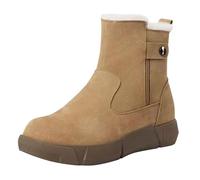 Women's Boots Leather Block Heel Winter Lined Mid Calf Boot Palissa Ankle Boot Short Autumn and Winter Boots Elastic Retro Boots Simple Comfortable and Versatile Breathable Sock Boots, khaki, 4 UK