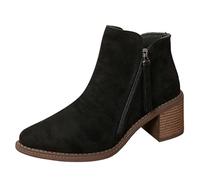 Womens Boots Middle Heel Ethnic Women's Short New Embroidery Thick With Spring Autumn Big Yards Foreign Trade Waterproof Side Buckle Short Booties Wide Fit Wedge Shoes Casual Non Slip Snow Boots