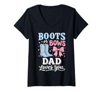 Women's Boots Or Bows Dad Loves You V-Neck T-Shirt