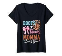 Women's Boots Or Bows Momma Loves You V-Neck T-Shirt