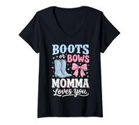 Women's Boots Or Bows Momma Loves You V-Neck T-Shirt