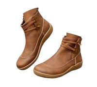 Women's Boots Slip on Ankle Boots Waterproof Rain Low Wedge Walking Ladies Fall Fashion Leather Ankle Booties Elastic Platform with Non-Slip Sole for Outside Snow Warm Rain (4)