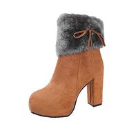 Womens Boots Slip-on Classic Square Toe Walking Booties Half-Height Zip-up Chunky Heel Shoes for Wedding Outside Dancing White Cowboy Boots for Women Wide Calf