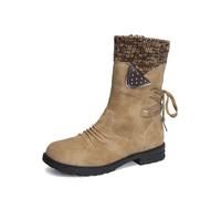 Women's Boots Slouchy Biker Shoe Winter Warm Fashionable Comfortable Dressy Boot Medieval Knee-High Boots Comfortable Elegant Shoes for Everyday Wear-Khaki||Numeric_4