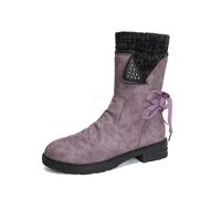 Women's Boots Slouchy Biker Shoe Winter Warm Fashionable Comfortable Dressy Boot Medieval Knee-High Boots Comfortable Elegant Shoes for Everyday Wear-Purple||Numeric_5