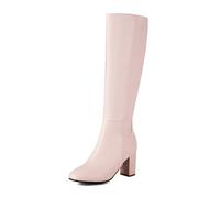 Women's Boots Square Toe Side Zipper Chunky Heel Knee High For Women Plus Size European And American Cross-Border Foreign Trade Thick Heeled With Heels Zippers Long