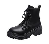 Womens boots Thick soled women's boots, zippered synthetic leather boots, white, autumn and winter