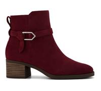 TOMS Delilah Buckle Leather Women's Dark Burgundy Heeled Ankle Boots