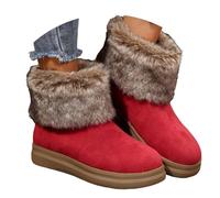 Womens Boots Women's Winter Warm Lined Platform Mini Ankle Booties Faux Snow Non-Slip Comfortable Slip On Short Furry Fuzzy Ankle-High Casual Pull-On Round Toe