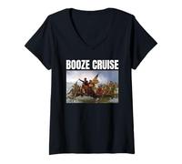 Womens Booze Cruise 4th of July George Washington V-Neck T-Shirt