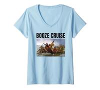 Womens Booze Cruise 4th of July George Washington V-Neck T-Shirt