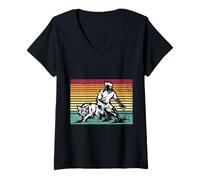 Women's Border Collie Agility Dog Jump Competition V-Neck T-Shirt
