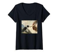 Women's Border Collie Biting God's Hand Funny Border Collie V-Neck T-Shirt