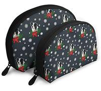 Womens Border Collie Christmas Travel Cosmetic Bags Waterproof 2PC Makeup Clutch Pouch Cosmetic and Toiletries Organizer Bag Portable Travel Toiletry Pouch Girls