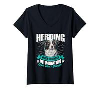 Womens Border Collie HERDING WHEN ORDINARY INTIMIDATION Dog Daddy V-Neck T-Shirt