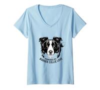 Women's Border Collie Powered by Love Owner Gifts V-Neck T-Shirt