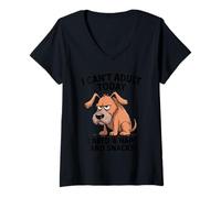 Women's Bored - Dog I Can't Adult Today - I Need a Nap and Snacks V-Neck T-Shirt