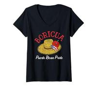 Womens Boricua Puerto Rico Pava Hat Amapola Coquí Frog Fun Hispanic V-Neck T-Shirt