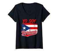 Womens Boricua Puerto Rico Pride Taino Puerto Rican Flag V-Neck T-Shirt