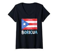 Women's Boricua Soft Marker Puerto Rican Flag V-Neck T-Shirt