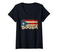 Women's Boriqua Puerto Rico Flag Pride V-Neck T-Shirt