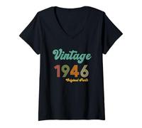 Womens Born in 1946 Birthday Year Old Vintage 1946 Original Parts V-Neck T-Shirt