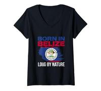 Womens Born in Belize Loud by Nature V-Neck T-Shirt