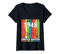 Women's Born in September 1948 Ltd Edition 78 Years of Being Awesome V-Neck T-Shirt