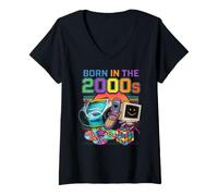 Women's Born in the 2000's Vintage Two-Thousands Retro 00s V-Neck T-Shirt