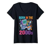 Women's Born in the 2000's Vintage Two-Thousands Retro 00s V-Neck T-Shirt