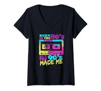 Women's Born in the 80s but 90s Made Me Vintage Cassette V-Neck T-Shirt