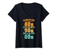Womens Born In The 80s - Raised In The 90s - Wild In The 00s V-Neck T-Shirt
