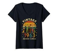 Womens Born In The Sixties Cat Pack 60th Birthday Mid Century V-Neck T-Shirt