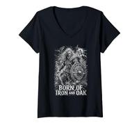 Women's Born of Iron and Oak Viking Warrior Legend V-Neck T-Shirt