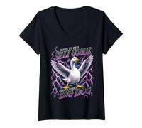 Women's Born to Be A Silly Goose Forced to Be A Big Dog Funny Goose V-Neck T-Shirt