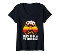 Women's Born to Be A Volcanologist Volcano Geology V-Neck T-Shirt