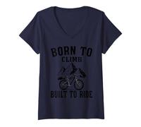 Womens Born to Climb, Built to Ride - Mountain Biking Mountain Bike V-Neck T-Shirt