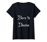 Womens Born to Deceive V-Neck T-Shirt