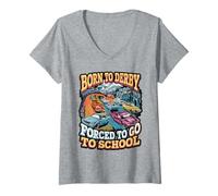 Womens Born to Derby Forced to Go to School V-Neck T-Shirt