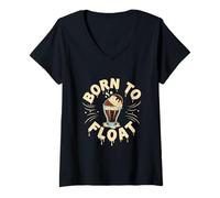 Womens Born to Float Funny Soda Ice Cream Float Lover V-Neck T-Shirt