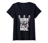 Women's Born to Lift Built to Mog Gym Meme Mogging V-Neck T-Shirt