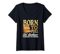 Women's Born to Pull Slot Machines Forced to Work Casino V-Neck T-Shirt