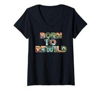 Womens Born to Rewild - Funny Earth Day - Climate Change V-Neck T-Shirt
